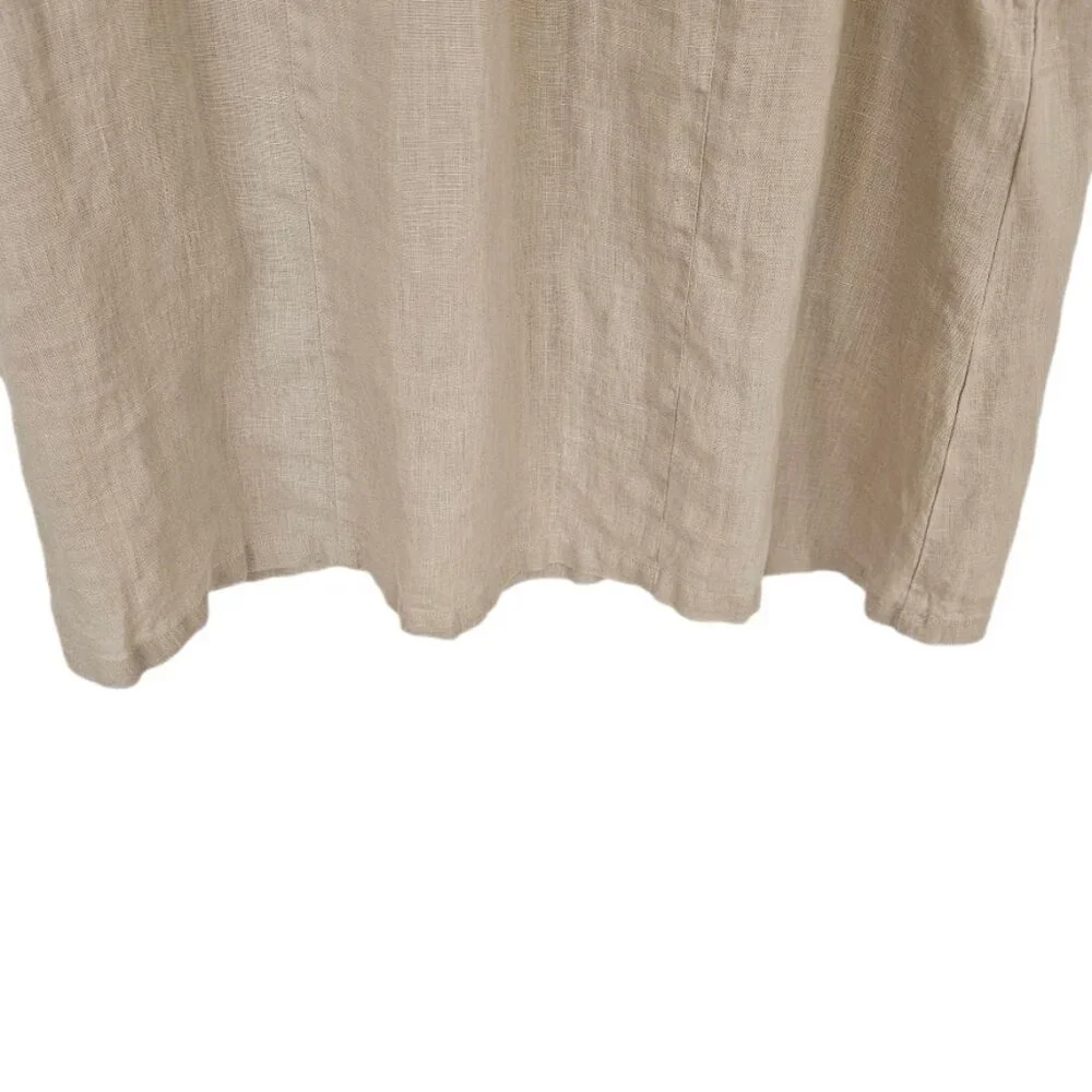 Gudrun Sjoden 100% Linen Dress Embroidered Neutral Tan Cream S - Picture 3 of 10